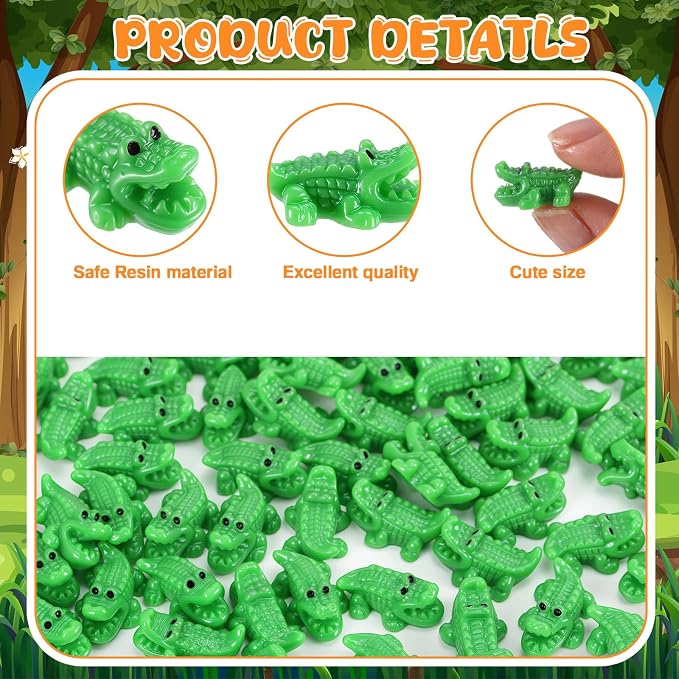 Geelin 100 Pcs Mini Crocodiles Figurines Mini Resin Crocodiles Figurines Small Alligator Figure Resin Tiny Animals for Dollhouse Landscape Aquarium Garden Desktop