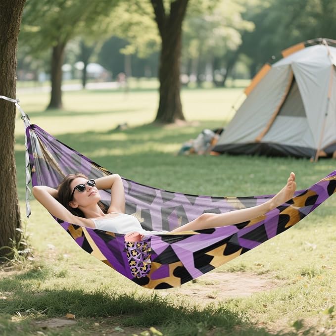 Geometric Leopard Print Hammocks with Tree Straps Swing Hammock for Indoor Outdoor Patio