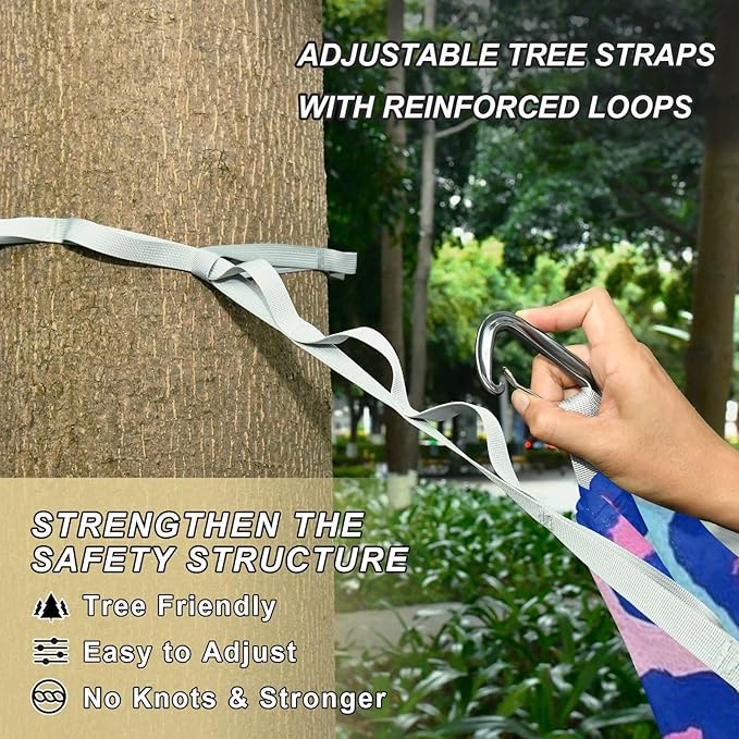 Blue-Pink Leopard Print 330lb Capacity Hammocks Rope Hammock for Outside Patio Garden hamaca con soporte para adultos