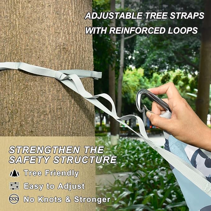Camping Hammock Outdoor Hammocks for Outside Pigeon Beach Trees Portable Lightweight with Pockets Tree Straps Indoor Small