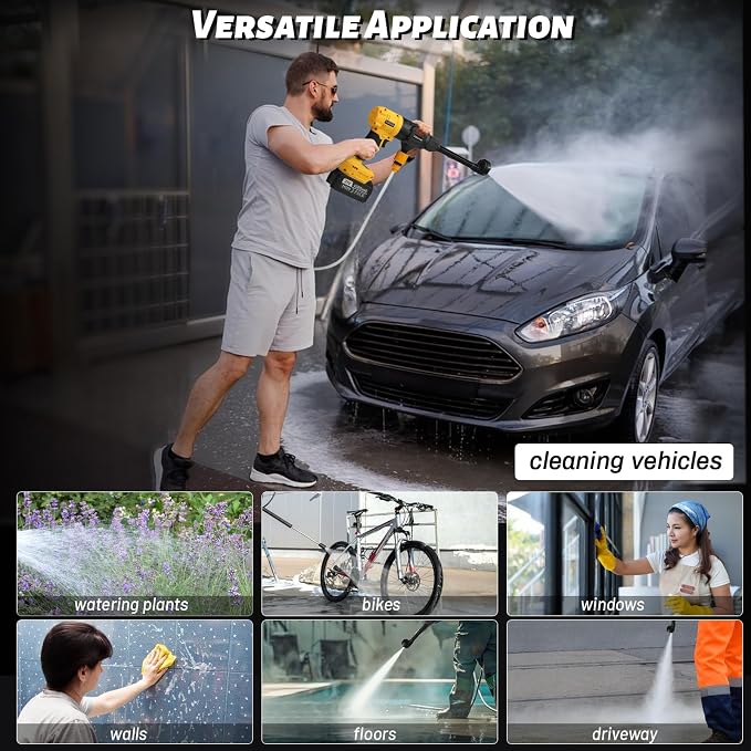 Cordless Car Cleaner Tool Compatible with Makita 18V Battery with Rechargeable 4.0Ah Battery & 6-in-1 Nozzle for Car/Fence/Floor/Patio