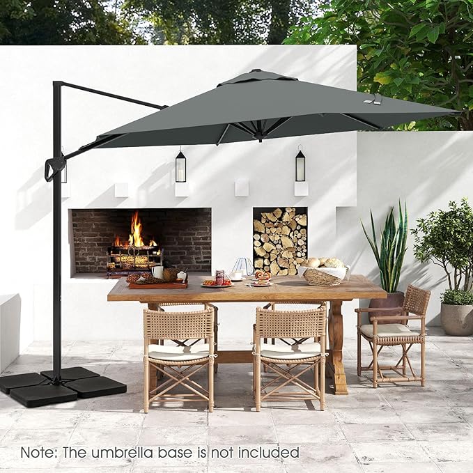 Tangkula 9 FT Cantilever Patio Umbrella, Heavy Duty Offset Outdoor Hanging Umbrella with Vented Top, Handle, Sun-Protective Canopy for Pool Backyard Garden Deck (Gray,9 FT)