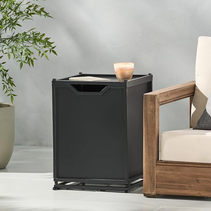 Christopher Knight Home Anchorage Outdoor Tank Holder Side Table - Matte Black