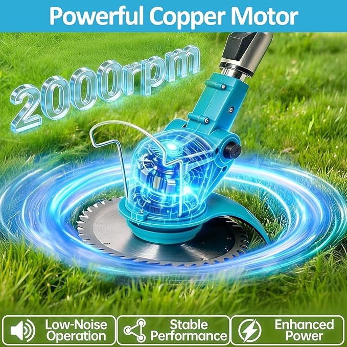 Cordless Weed Wacker Battery Powered, 4-in-1 Battery Powered Weed Eater and Edger with 21V 2.0Ah Battery, Charger, Foldable Electric String Trimmer for Lawn, Garden and Yard