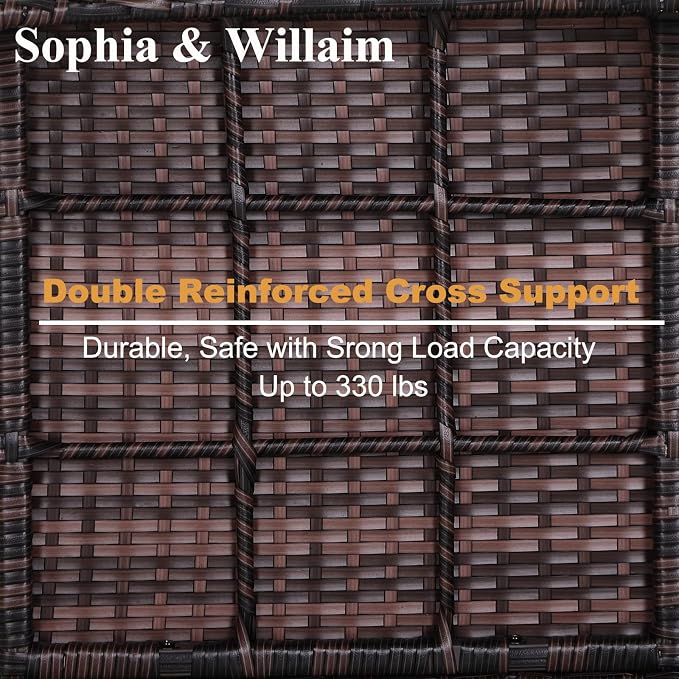 Sophia & William Patio 5 Pieces Dining Set with 1 Square Gas Fire Pit Table and 4 PE Rattan Chairs, Modern 2 in 1 50000 BTU Outdoor Propane Firepits Table Auto-ignition Black 28.4"L x 28.4"Wx 24.8"H