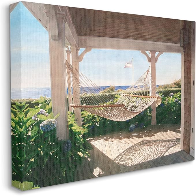 Stupell Industries Tranquil Hammock Warm Sunlit Porch Rural Garden Canvas Wall Art, Design By Tom Mielko