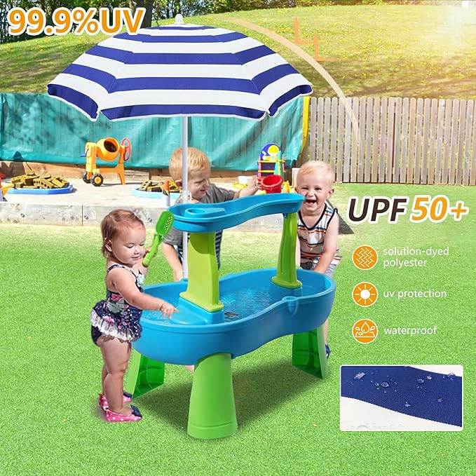 Beach Umbrella for Kids Water Table & Picnic Table Shade, Heavy-Duty Children's Portable Outdoor Umbrella, 47 Inch UV Protection for Sand Play, Camping, Garden and Beach