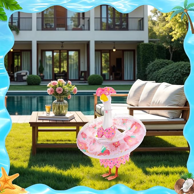 Porch Goose Outfit Summer Hawaiian Fishing Porch Goose Outfit Clothes Costume for 23 In Statue Garden Yard Decor
