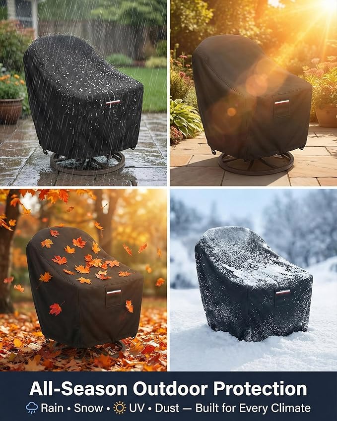 Outdoor Patio Chair Covers 4-Pack, Heavy Duty 600D Oxford Fabric, Weather Resistant Waterproof Furniture Protectors, 33x35x36 Inches, Black