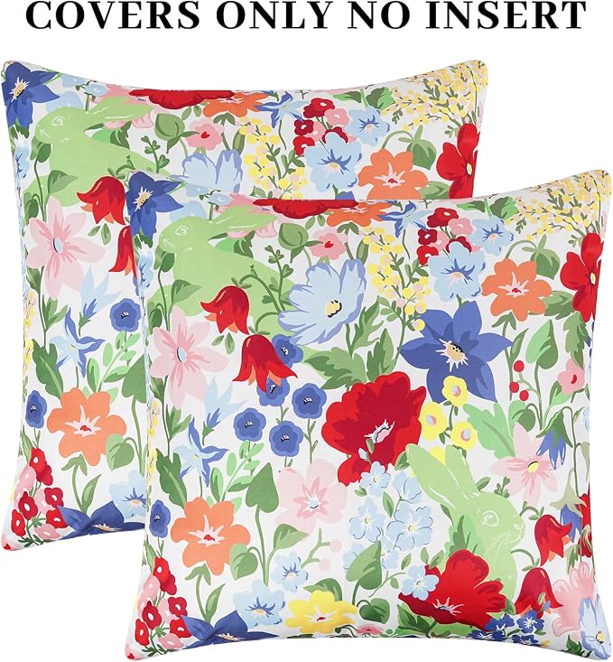 Adabana Outdoor Waterproof Floral Pillow Covers 16x16 Inch | Colorful Outdoor Pillow Covers Summer Decirative for Patio Furniture Porch Garden Pillows