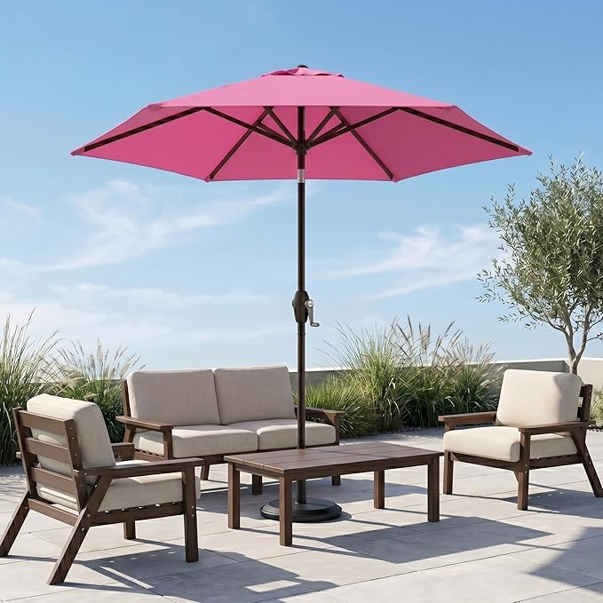 7.5ft Patio Umbrella, Outdoor Table Market Umbrella with Smooth Crank Lift, 6 Windproof Fiberglass Ribs, UPF50+ UV Protection for Deck, Pool, Garden and Backyard