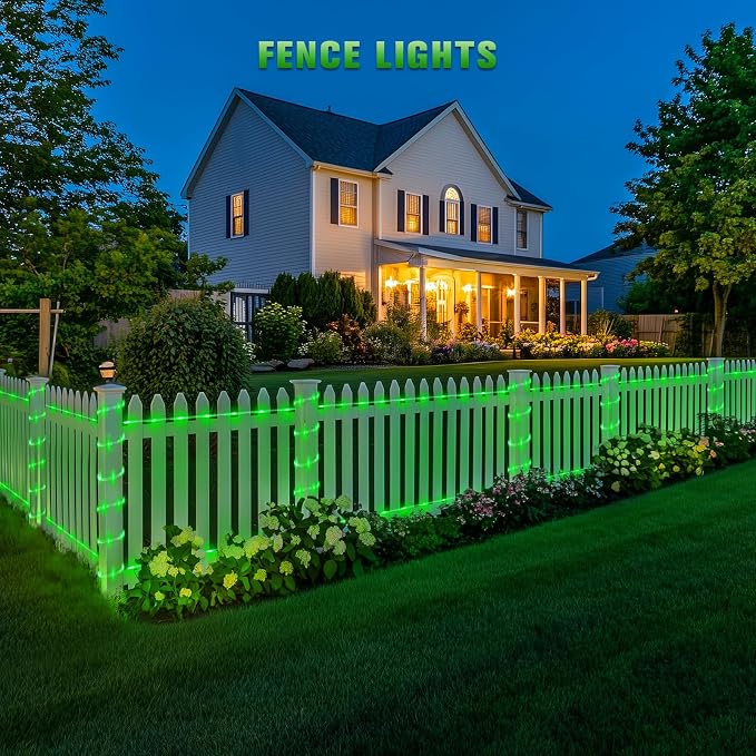 JMEXSUSS 2 * 200 LED Green Solar Halloween Lights | 66ft IP 65 Waterproof Solar Rope Lights Outdoor, 8 Modes Christmas Lights for Camp Trampoline Ladder Slide Tent