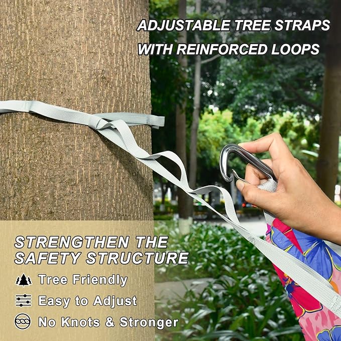 Camping Hammock Outdoor Hammocks for Outside Purple Flower Hibiscus Beach Trees Portable Lightweight with Pockets Tree Straps Indoor