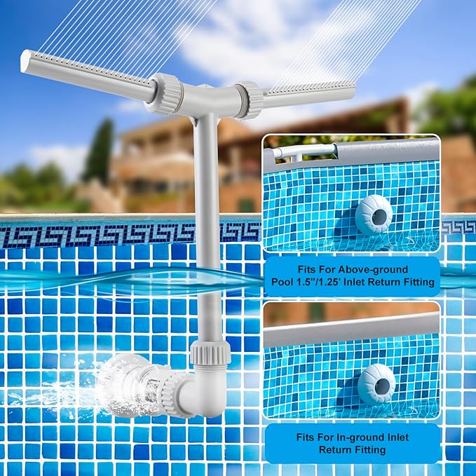 Pool Fountain with Lights for Above Ground Inground Pools Dual Sprayer Sprinkler with 6Lighting Modes+11 Monochromatic Modes+Timer, Pool Lights with Remote, Solar Pool Fountain