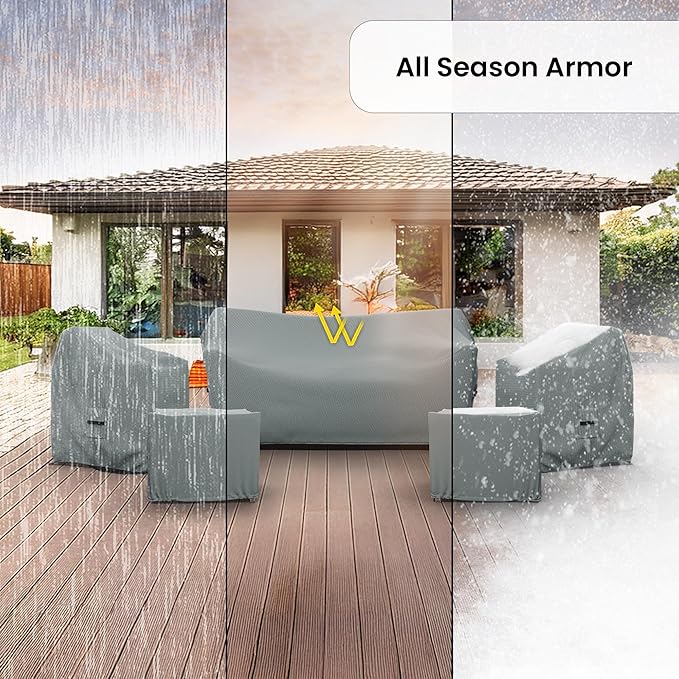 Covers & All Patio Furniture Cover Set, 5 Piece Outdoor Furniture Covers, Water-Repellent UV & Weather-Resistant Covers for Sofa, Chairs & Ottomans with Elastic Tie-Downs & Padded Handles