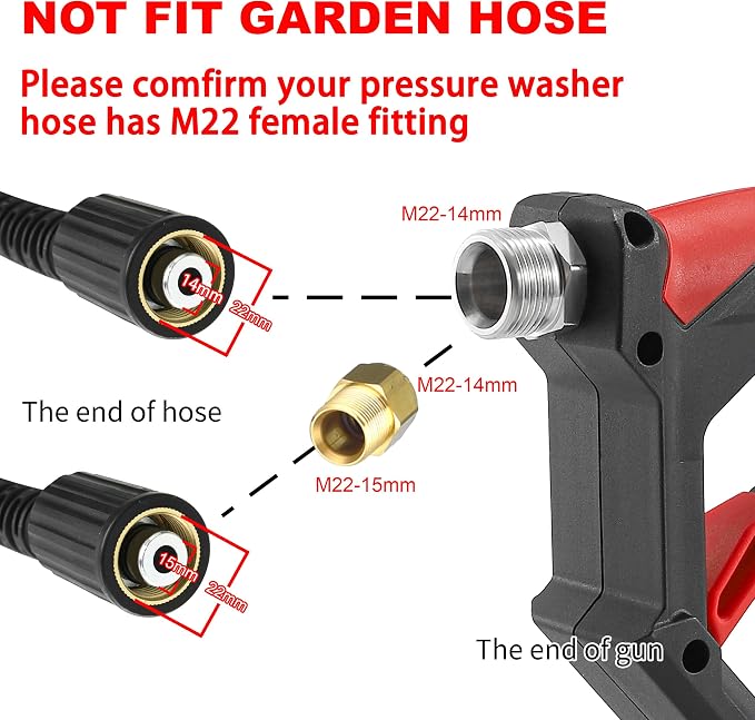Tool Daily Short Pressure Washer Gun with Foam Cannon, 1/4 Inch Quick Connector, with 5 Pressure Washer Nozzle Tips, 1 Liter