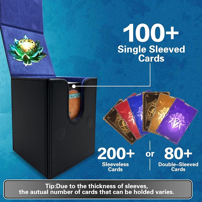 PROMAXIBINDER MTG Commander Deck Box, Fits 100+ Single Sleeved Cards, Strong Magnet Magic Gathering Deck Box, PU Leather Trading Card Storage Box for TCG, CCG, MTG Cards (Black)