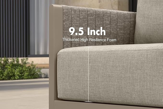 PURPLE LEAF Patio Furniture Set 6 PCS Outdoor Conversation Sets PP Rope Patio Sofa with Thick Cushions Manual Weaving Deep Seating Furniture for Porch Lawn Backyard Beige
