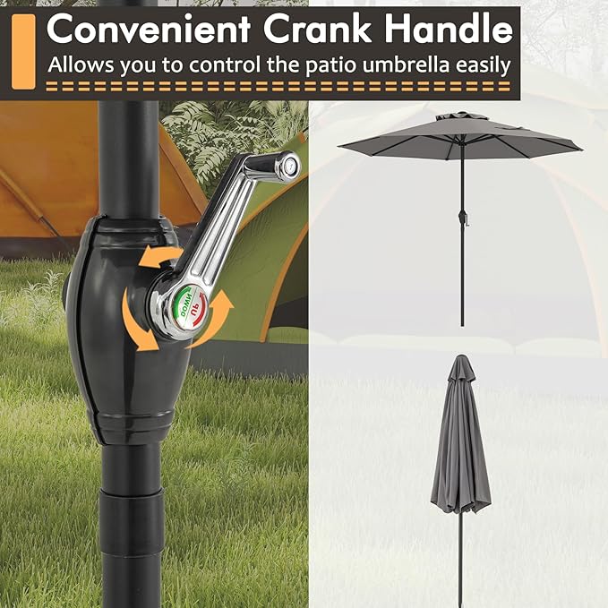 Tangkula 8.5 FT Outdoor Patio Umbrella, Modern Table Umbrella with 8 Heavy Duty Ribs, Vented Top & Crank Handle, Sun-proof Canopy, Market Umbrella for Patio, Garden, Poolside (Grey)