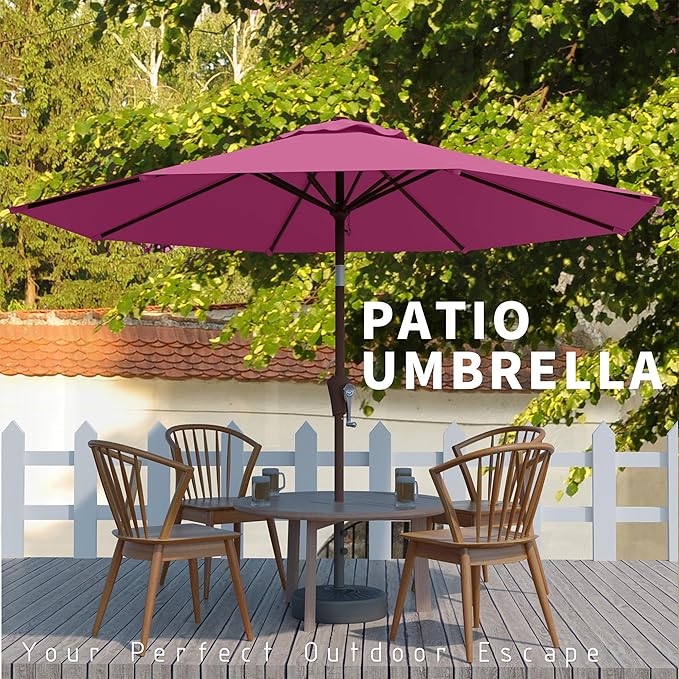 10FT Patio Umbrella, Outdoor Umbrella with Push Button Tilt and Crank, 8 Sturdy Ribs, UV Protection & Waterproof Market Umbrella for Pool, Backyard, Beach,Deck (Rose Pink)
