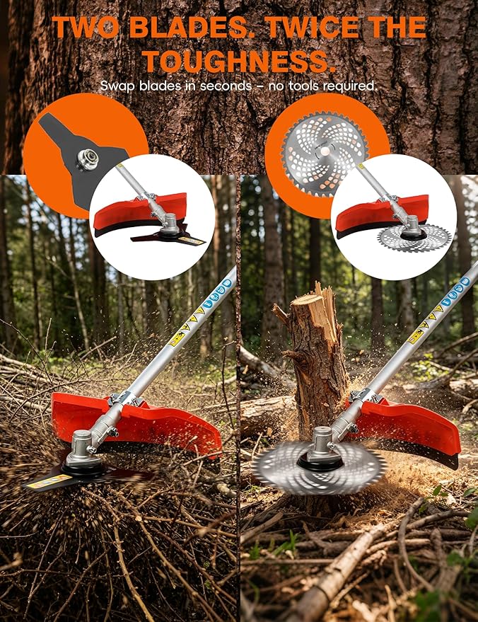 5 in 1 Strong Powerful Full Functioning Gas Weed Eater,Weed Wacker, Hedge Trimmer, 52cc Petrol Trimmer Chainsaw Brush Cutter for Yard Garden