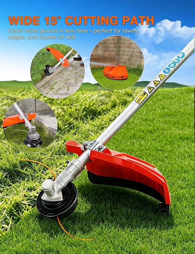 5 in 1 Strong Powerful Full Functioning Gas Weed Eater,Weed Wacker, Hedge Trimmer, 52cc Petrol Trimmer Chainsaw Brush Cutter for Yard Garden