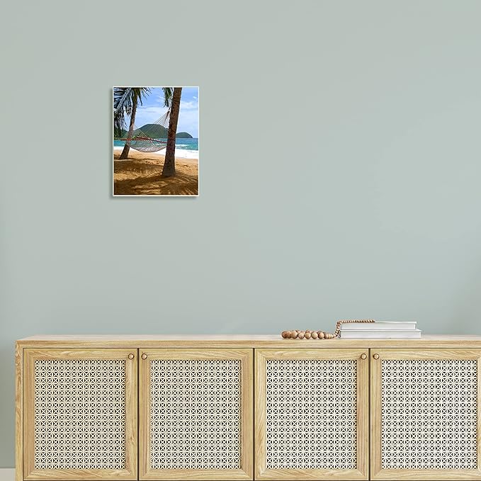 Stupell Industries Tropical Summer Vacation Hammock Between Palm Trees, Design by Noah Bay, Wall Plaque, 13 x 19
