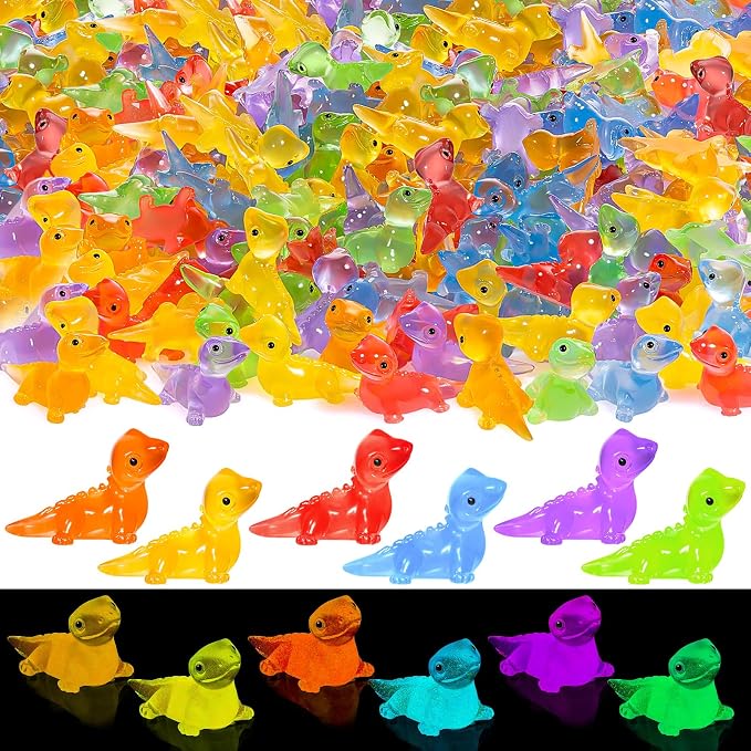 600PCS Luminous Mini Resin Lizards Tiny Glow Lizard Figurines Bulk | Miniature Lizard Animal Figurines Glow in The Dark, Micro Moss Garden Landscape, Dollhouse DIY, Birthday Party Home Decor