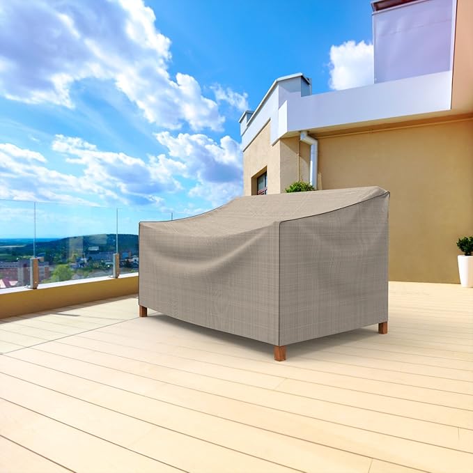 Budge P3A01PM1 English Garden Patio Sofa Cover Heavy Duty and Waterproof, Small, Tan Tweed