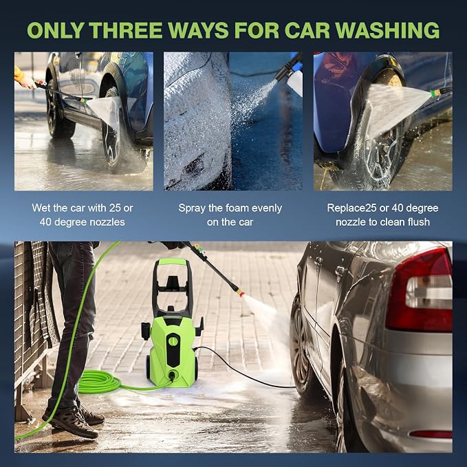 2026 New 5000PSI Electric Pressure Washer, Power Washer with 33FT Resistant Hose and 4 Nozzles, Compatible with Undercarriage washers, Professional Powerwashers for Home/Car(Light Green)