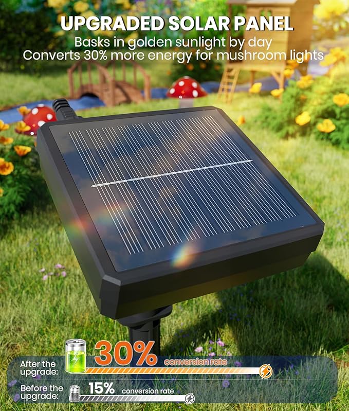 Solar Mushroom Lights Outdoor 9 Pack, Garden Outdoor Decor, 8 Lighting Modes, IP65 Waterproof, Crystal-Clear Fairy Decoration for Pathway/Yard/Flower Bed/Patio/Landscape/Backyard/Dwarf, String 30 FT