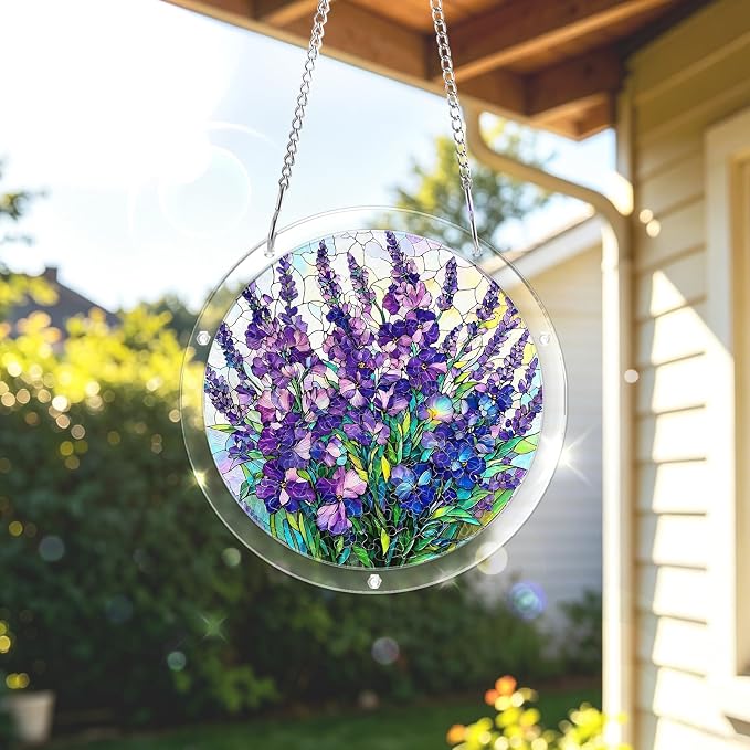 Acrylic Puzzle Suncatcher, Sun Catchers Puzzle for Window Hanging | 7.4 Inch Lavender Bouquet DIY Suncatcher Puzzle Gifts for Adults, Women, Men, Wife, Mom, Home & Garden Decor
