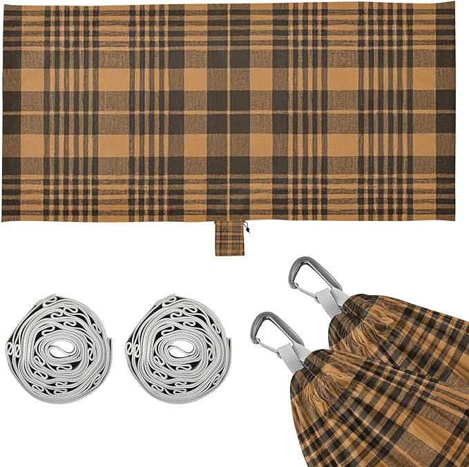 Vintage Buffalo Plaid Checked Brown 330lb Capacity Outdoor Hammock Fabric Hammock for Outside Patio Garden hamacas para adultos 2 Personas