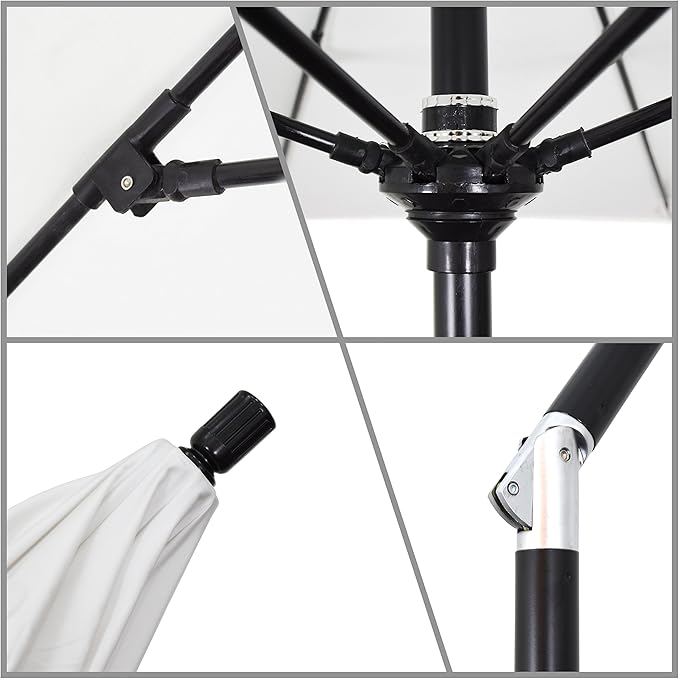 California Umbrella 11' Round Crank Lift, Collar Tilt, Aluminum Pole, Fiberglass Rib Patio Umbrella, Bronze Finish, Sunbrella Cilantro