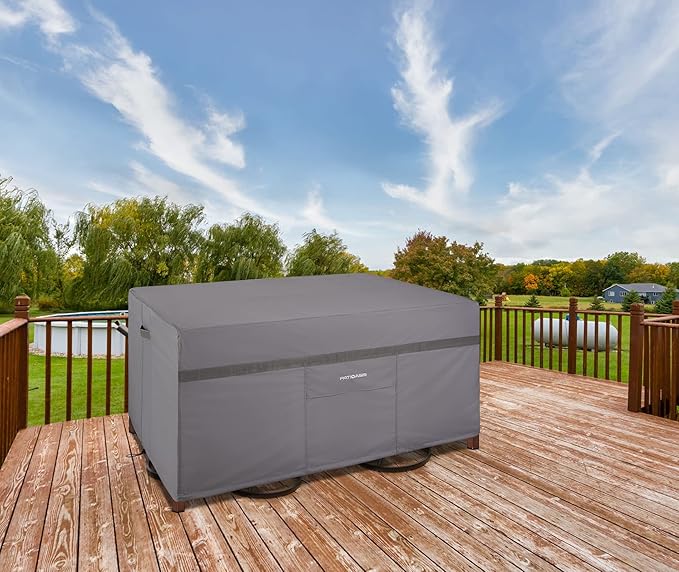 Patio Table Covers Waterproof Rectangular, Hickory Patio Furniture Cover Gray 109''L x 84''W x 32''H Rectangle Outdoor Lawn Table and 7-9 Chairs Covers All Weather Proof