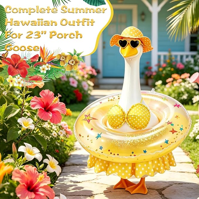 Porch Goose Summer Outfit,Hsummer Porch Goose Outfit,Porch Goose Bikini,Summer Garden Lawn Patio Yard Outdoor Decor (Yellow)