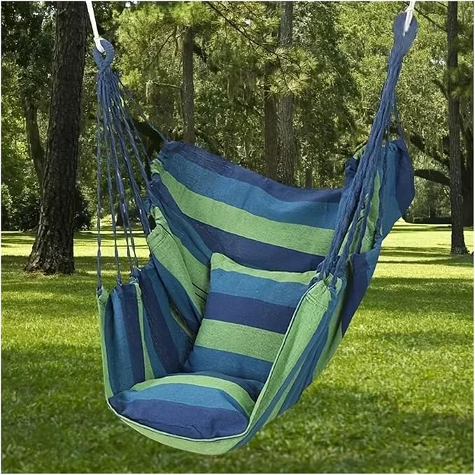 Hammock 1pc Swing Rocking Chair(with Storage Bag Outdoor Hammock Chair Canvas Leisure Swing Chair No Pillow Or Cushion Dormitory Hammock Quick-Opening(Khaki)
