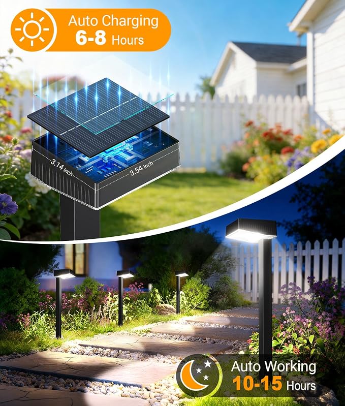 ELECLINK Solar Pathway Lights Outdoor, 6 Pack Garden Lights Solar Powered Path Lights with Larger LED Lens, 2 Light Modes Waterproof Outdoor Solar Light for Yard Driveway Walkway Landscape, Cool White