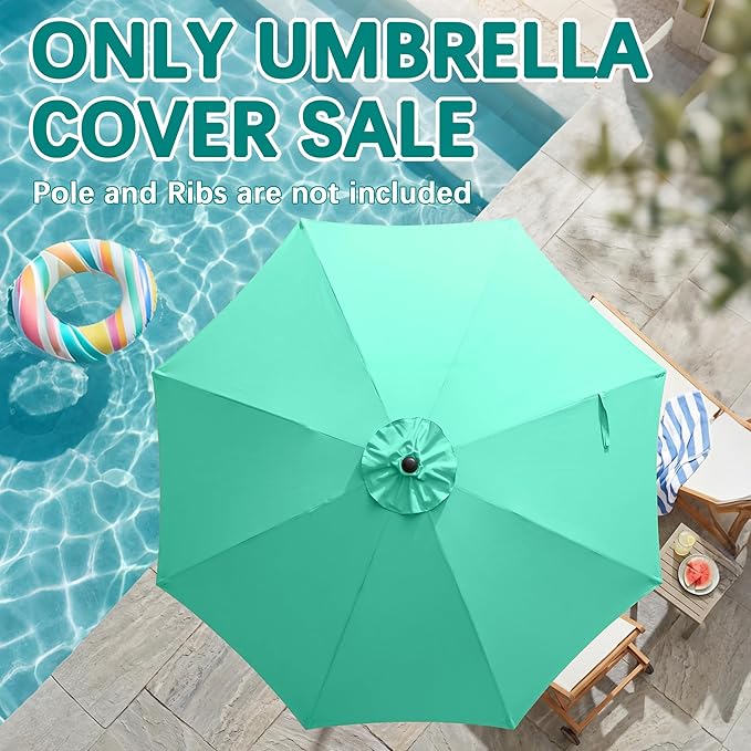 AreShark 9FT Patio Umbrella Replacement Canopy – Durable UV Protective Outdoor Table Market Umbrella Top for 8 Ribs, Canopy Only with Air Vent