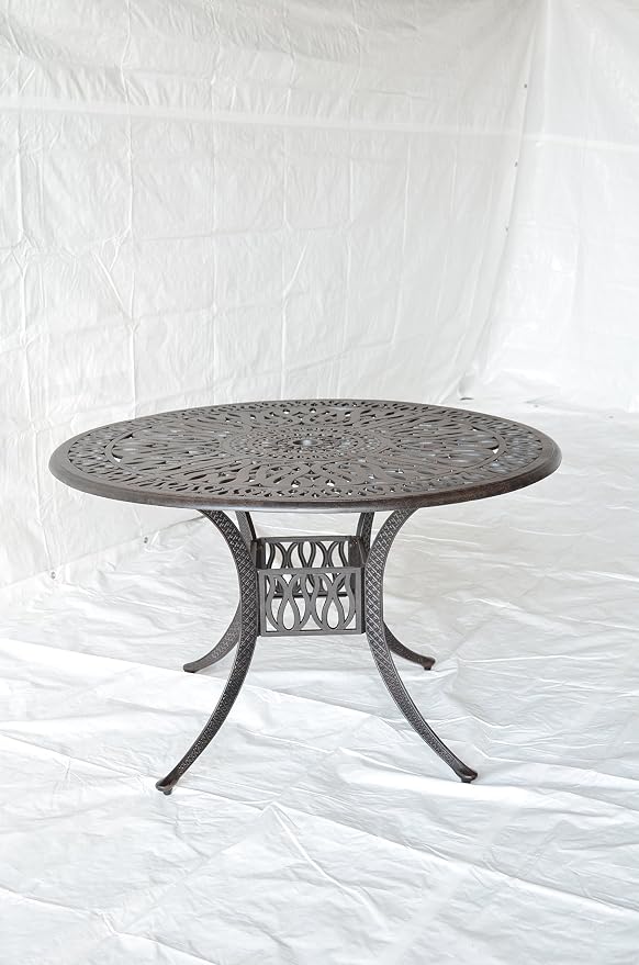 Santa Clara Outdoor Patio 7 pcs Round Dining Set Dark Bronze Cast Aluminum (Set with 6 Swivel Rocker Chairs)