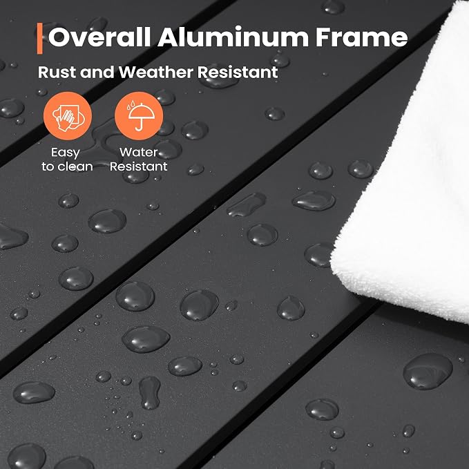 Pellebant Expandable Aluminum Outdoor Dining Table for 4-6, 46.1"-63.8" – Weather-Resistant Patio Table with Sturdy Frame for Deck, Backyard & Poolside