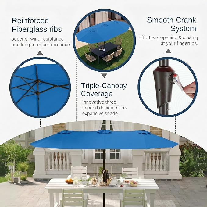 15FT Large Patio Umbrella with Base Included
