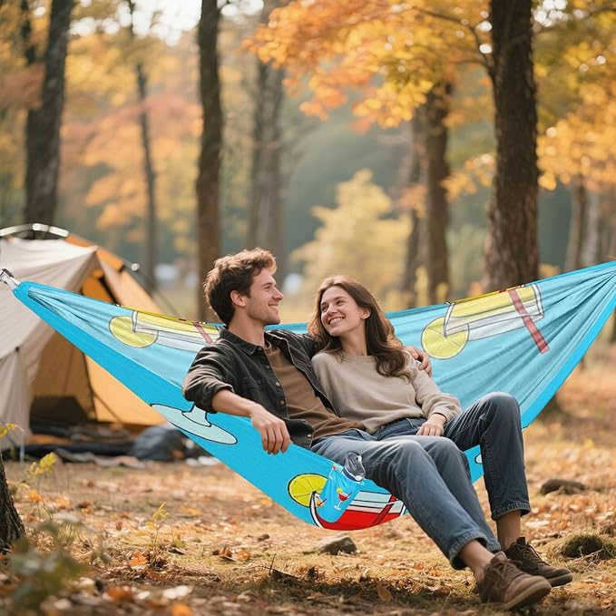 Summer Lemon Drink Blue 330lb Capacity Hammocks for Camping with Hanging Rope Portable Hammock for Outside Patio Backyard Poolside hamaca inflable para Piscina