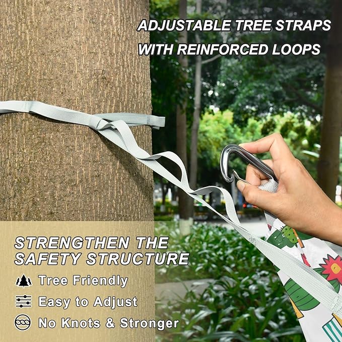 Camping Hammock Outdoor Hammocks for Outside Cute Cactus Beach Trees Portable Lightweight with Pockets Tree Straps Indoor