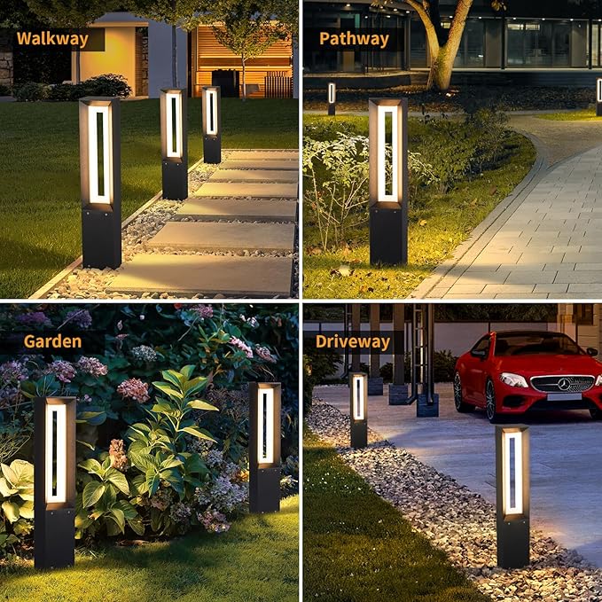 Landscape Path Light, Aluminum 8W 720LM Luxury LED Lighting, 32 Inches Modern Outdoor Bollard Lighting for Lawn, Patio, Courtyard and Driveway Decoration