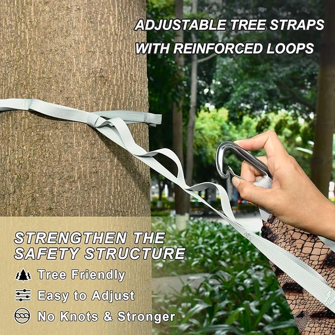 Camping Hammock Outdoor Hammocks for Outside Brown Black Snake Skin Beach Trees Portable Lightweight with Pockets Tree Straps Indoor