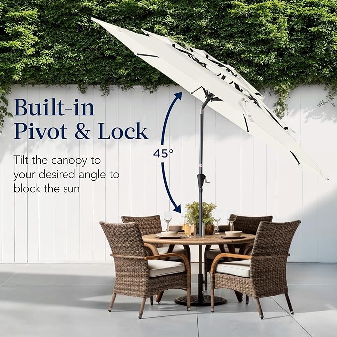 Best Choice Products 10ft 3-Tier Market Patio Umbrella, Outdoor Sun Shade with Tilt, Crank Lift, 8 Ribs for Backyard, Deck, Poolside