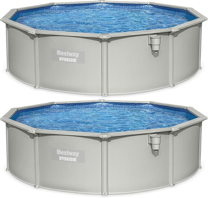 Bestway 2 Pack Hydrium Above Ground Swimming Pool, 15' x 48" Round Steel Wall Pool Set with Sand Filter Pump, Chemical Dispensers, and Accessories