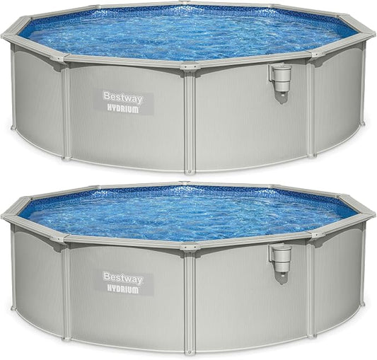 Bestway 2 Pack Hydrium Above Ground Swimming Pool, 15' x 48" Round Steel Wall Pool Set with Sand Filter Pump, Chemical Dispensers, and Accessories