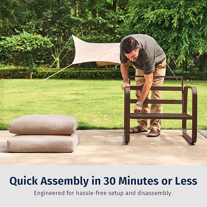 East Oak 4-Piece Patio Furniture Set, Outdoor Patio Set, 4.7inch Removable & Washable Deep Seating Cushion Outside Conversation Sets, Apricot